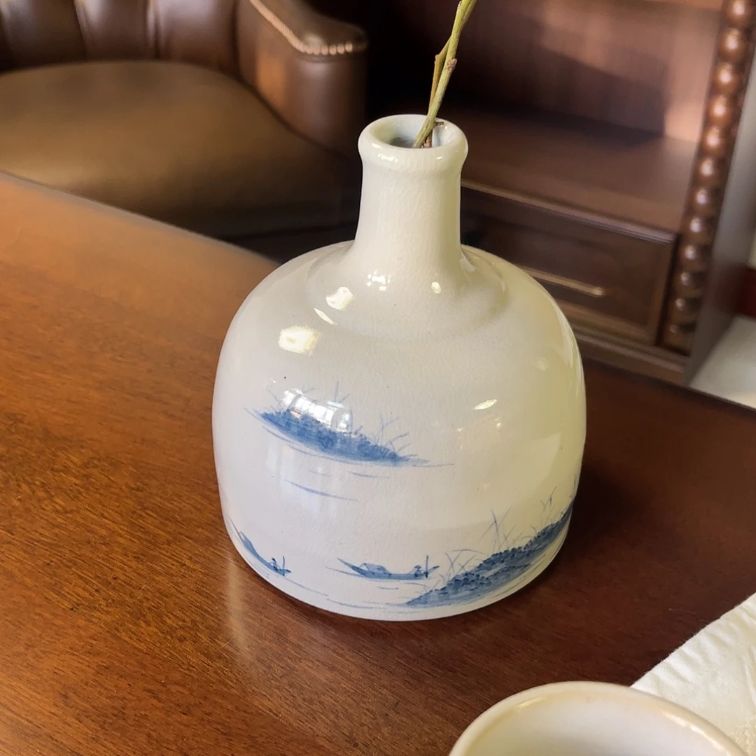 瓷片粗陶青花手绘花器11