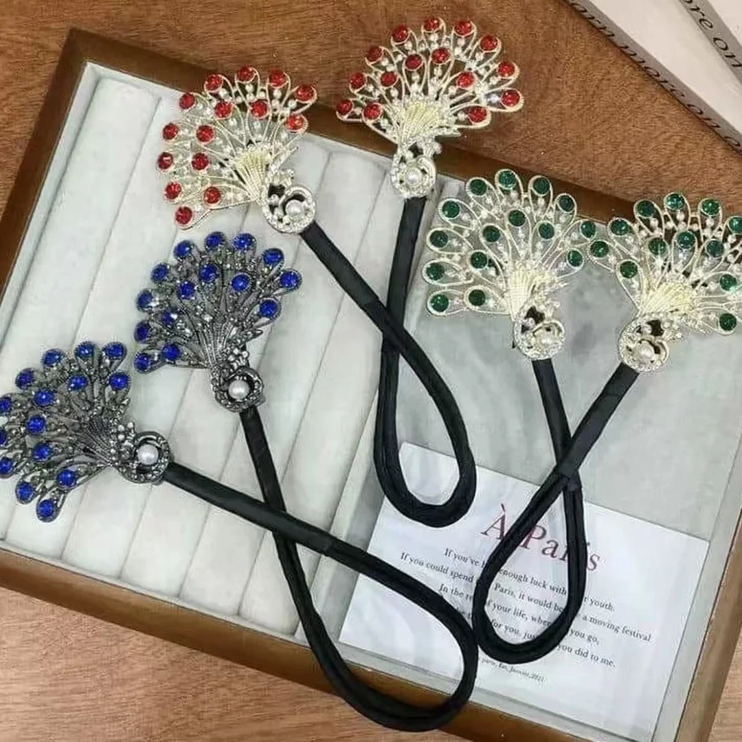 【国潮单品】发簪中式风双孔雀丸子头盘发器优雅大方懒人盘发器