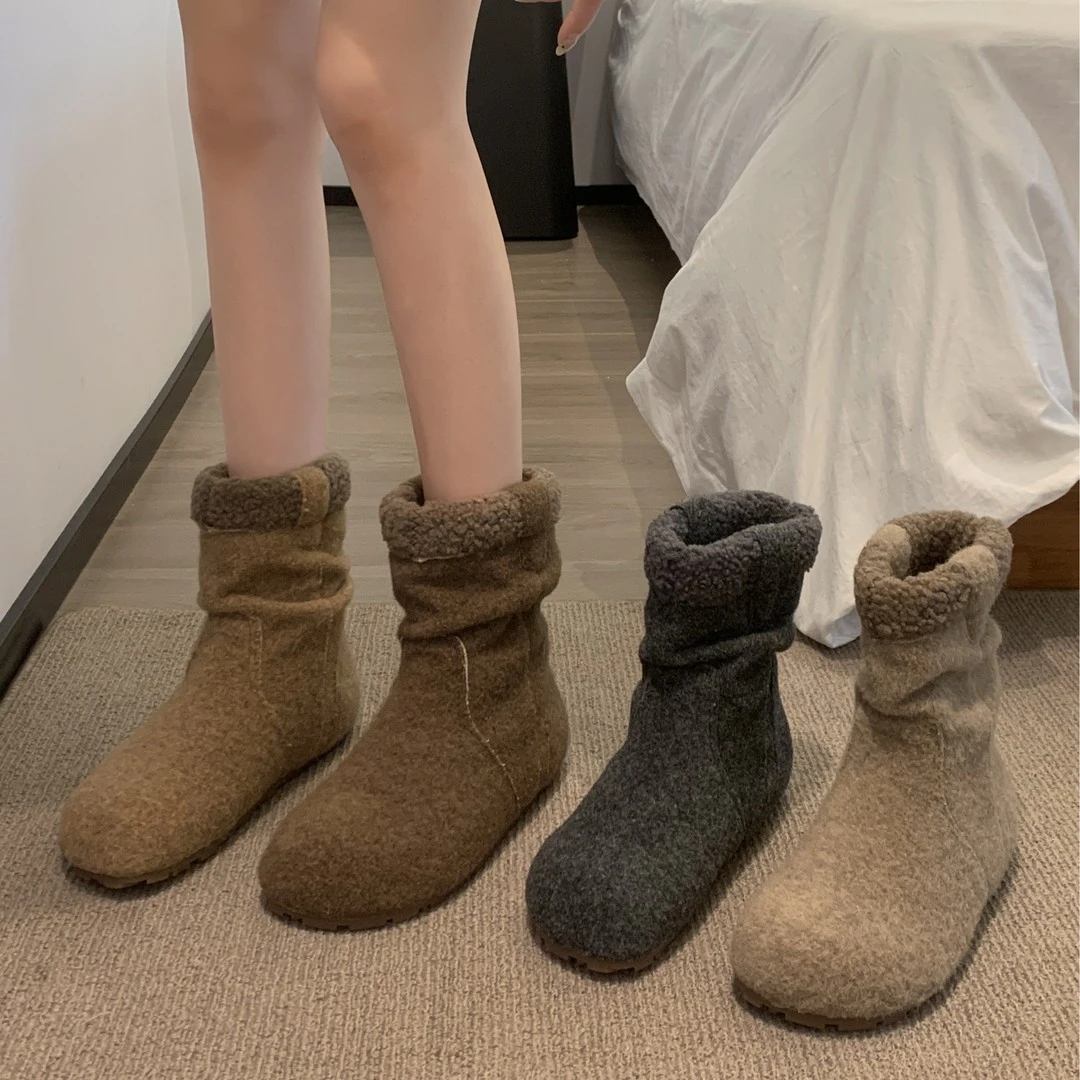灰色雪地靴女款冬季2025新款复古绒里保暖毛毛鞋网红款爆款百搭
