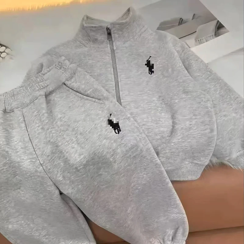 2025年春季套装中大童立领卫衣卫裤刺绣两件套休闲时尚运动套装