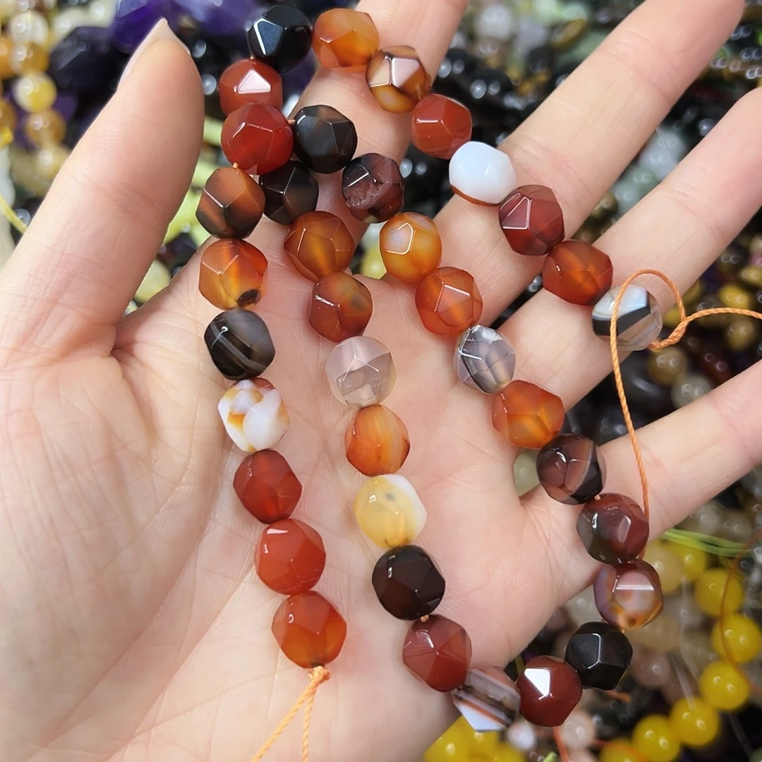 玛瑙/玉髓未镶嵌珠宝半成品，卡10花玛瑙切面一条