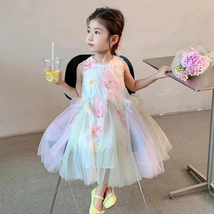 【今日推荐】连衣裙公主宝宝印花花朵儿童中小童洋气蓬蓬裙韩版纱
