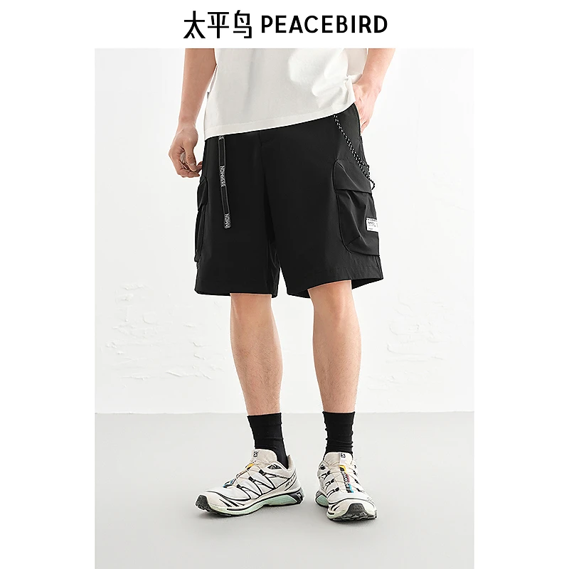 【商场同款】太平鸟男装 潮流刺绣直筒休闲中短裤B2GCF2197