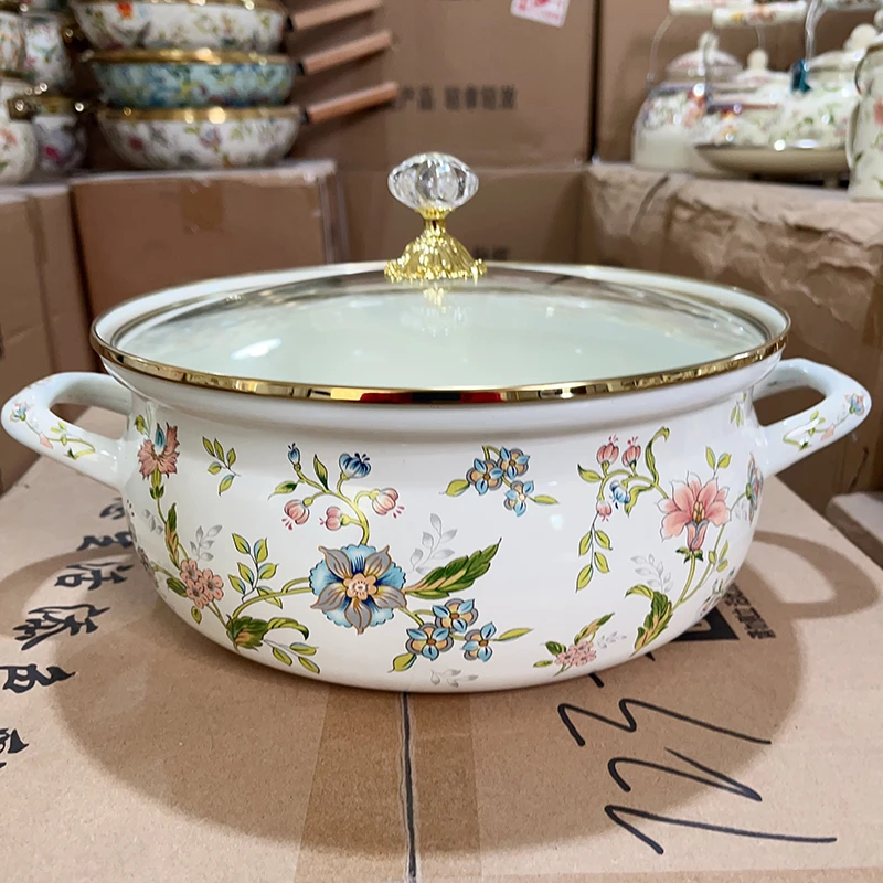 26cm防溢珐琅海鲜锅芳香冬季火锅奶锅家用炖锅搪瓷锅燃气电磁炉锅