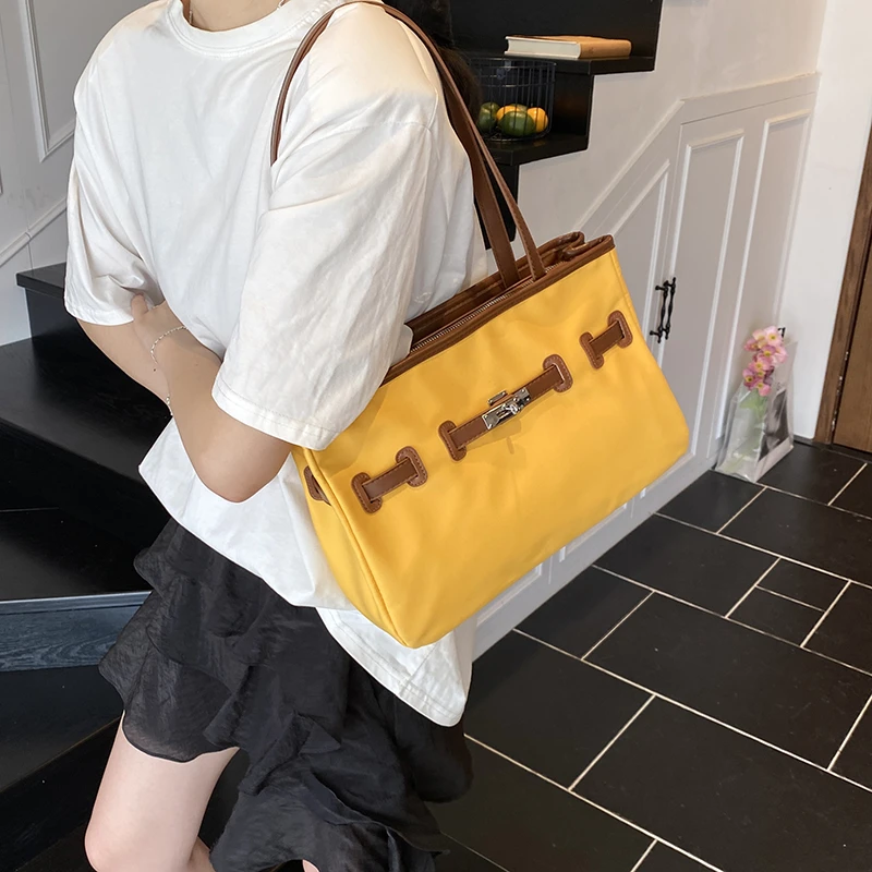 PARACVTOU/帕卡图简约风托特包做旧韩式磁扣单肩包单肩大容量学生