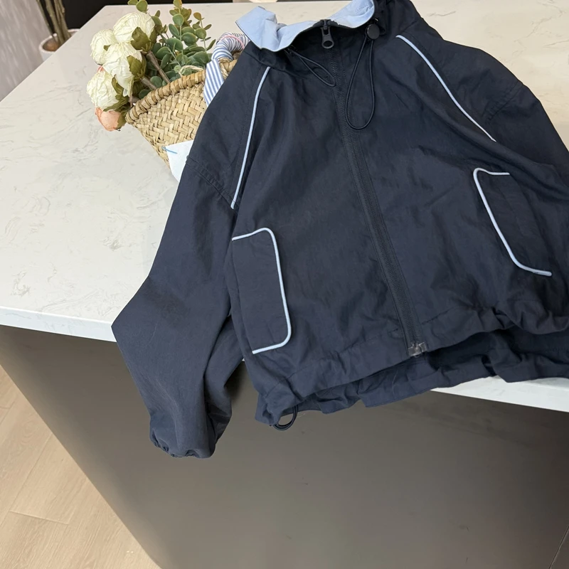 【现货】leomama女童花苞领休闲韩版拉链外套儿童百搭洋气运动衣