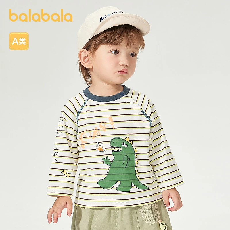 巴拉巴拉童装宝宝上衣薄款T恤打底衫女童男童长袖2025新款春装萌