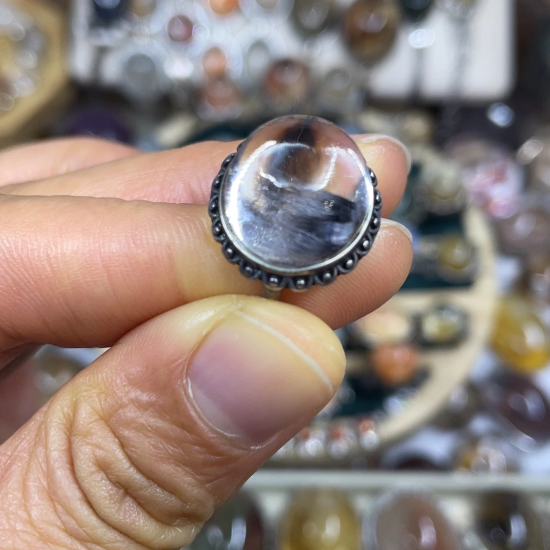 【闪购商品】银S925镶嵌珠宝半成品水晶戒指