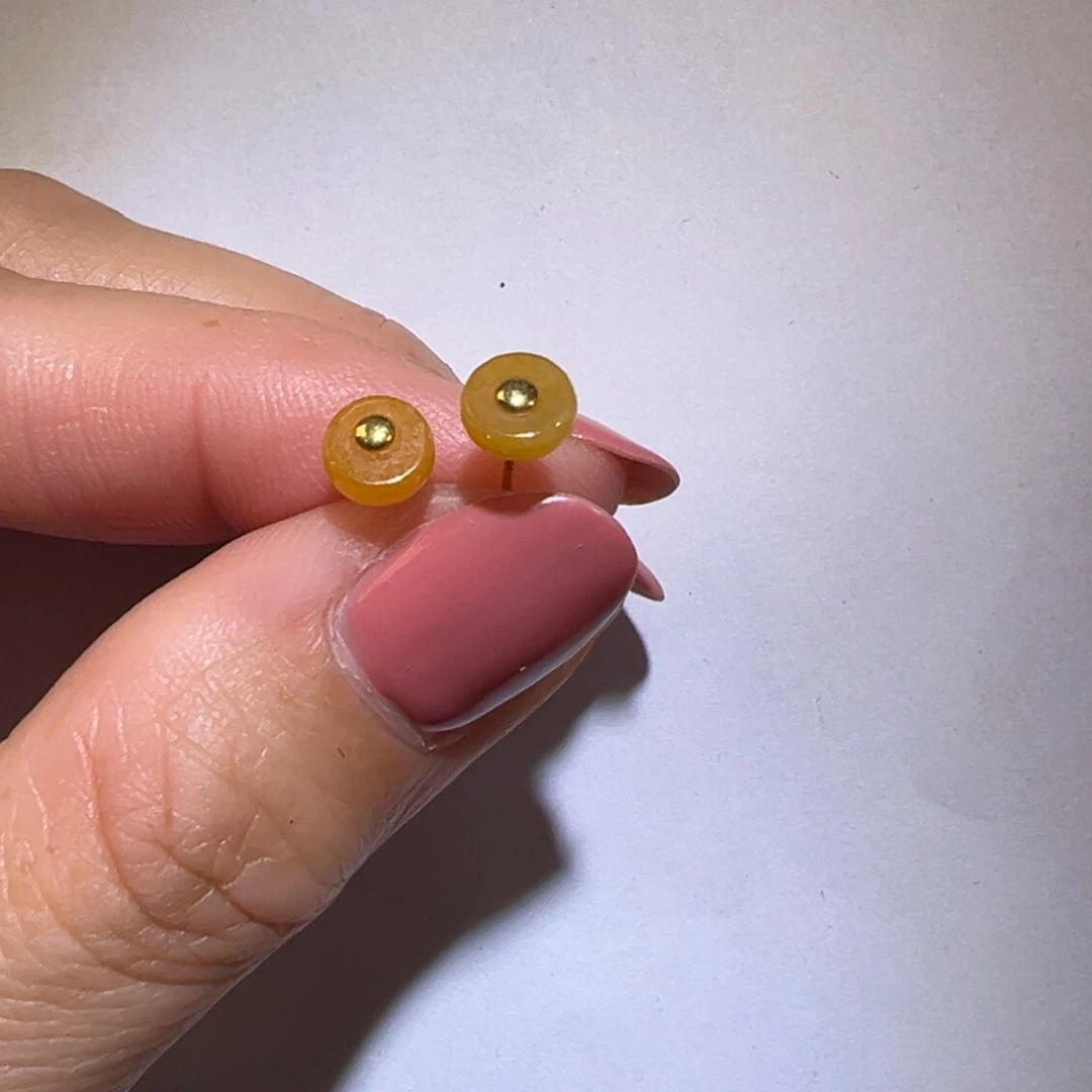 翡翠颈饰18K金镶嵌耳钉
