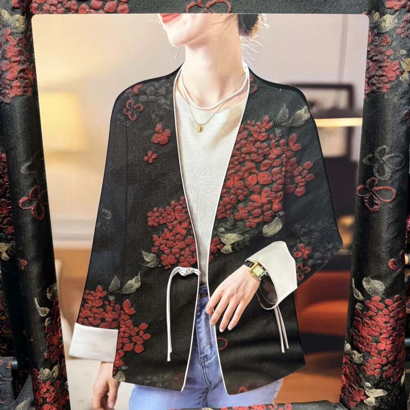 人丝天丝加厚服装面料织锦缎提花复古新中式布料DIY旗袍外套马甲