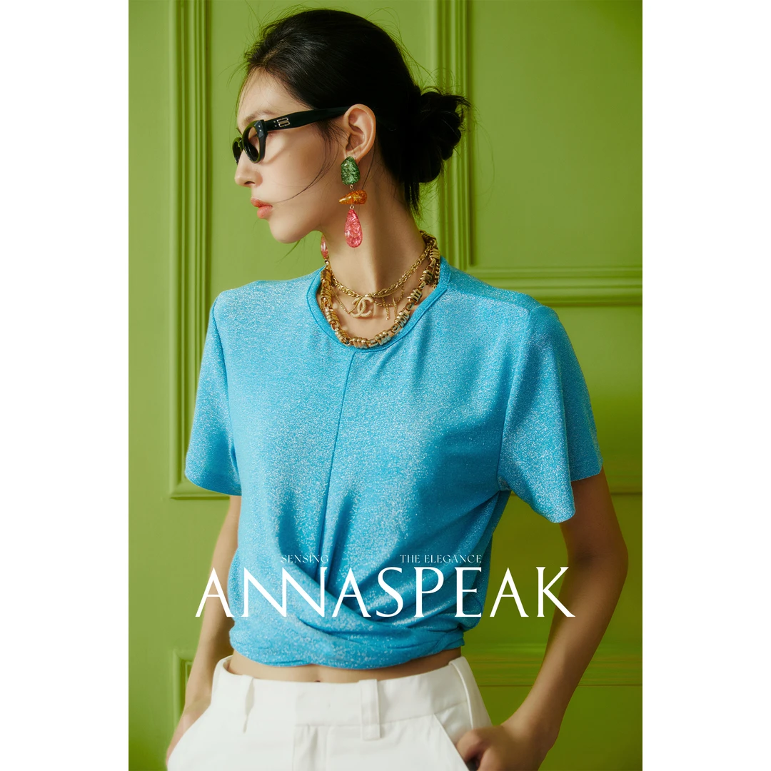 ANNASPEAK GALAXY 时尚百搭短款上衣夏季宽松纯色短袖t恤女夏新款