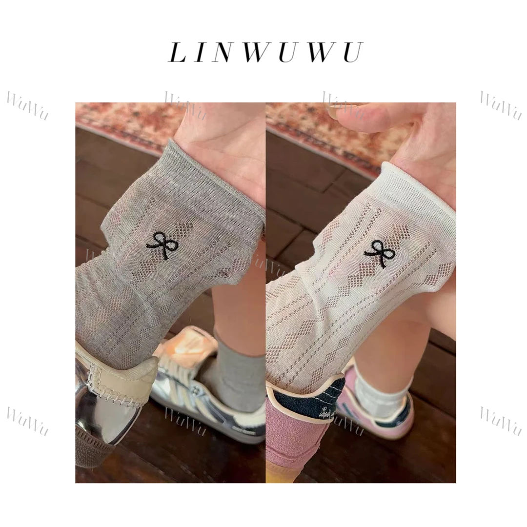 【五五定制】2025新款—春夏薄款纯棉网眼透气中筒堆堆袜
