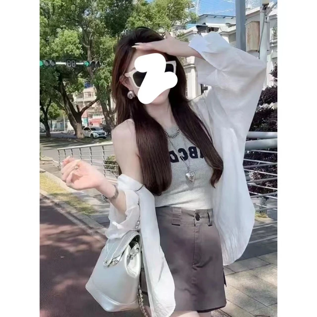 【5850】夏季白色薄款法式防晒衬衫女外穿气质宽松上衣