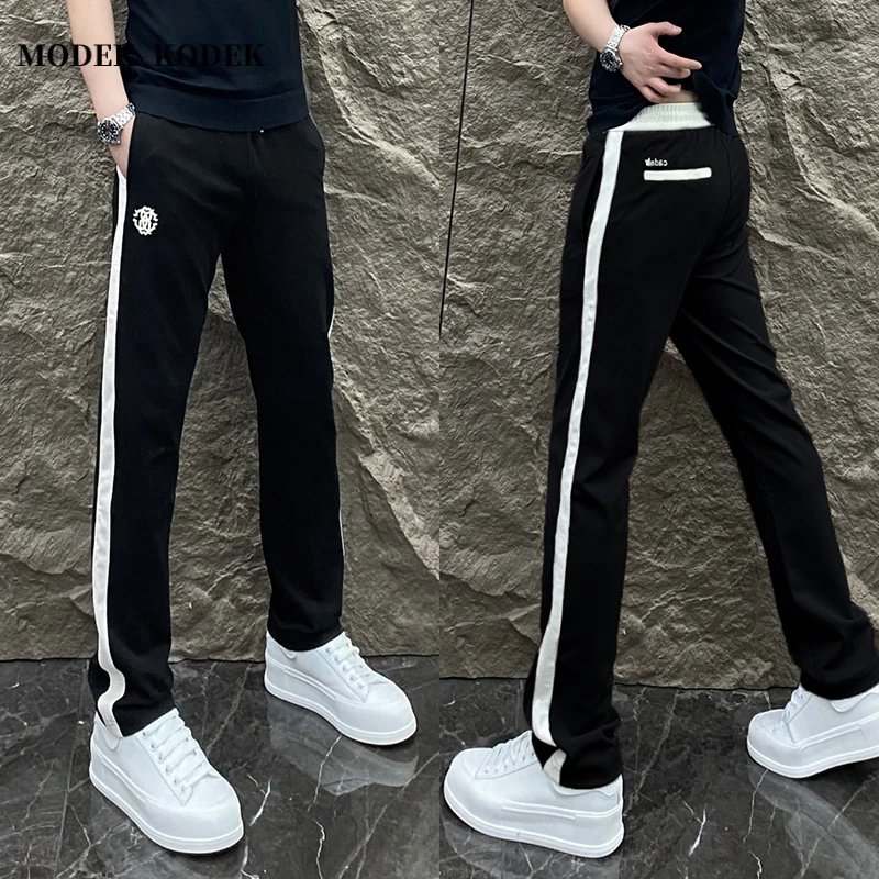 MODEK KODEK时尚潮牌修身直筒休闲裤男士高级感条纹百搭运动长裤