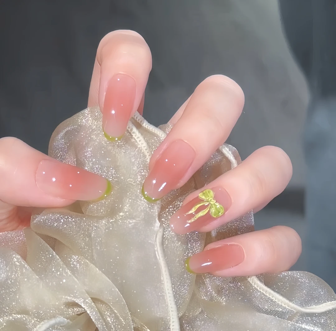 Rola nora 【夏日缤纷】纯手工穿戴甲 裸色腮红法式手捏蝴蝶结 显白