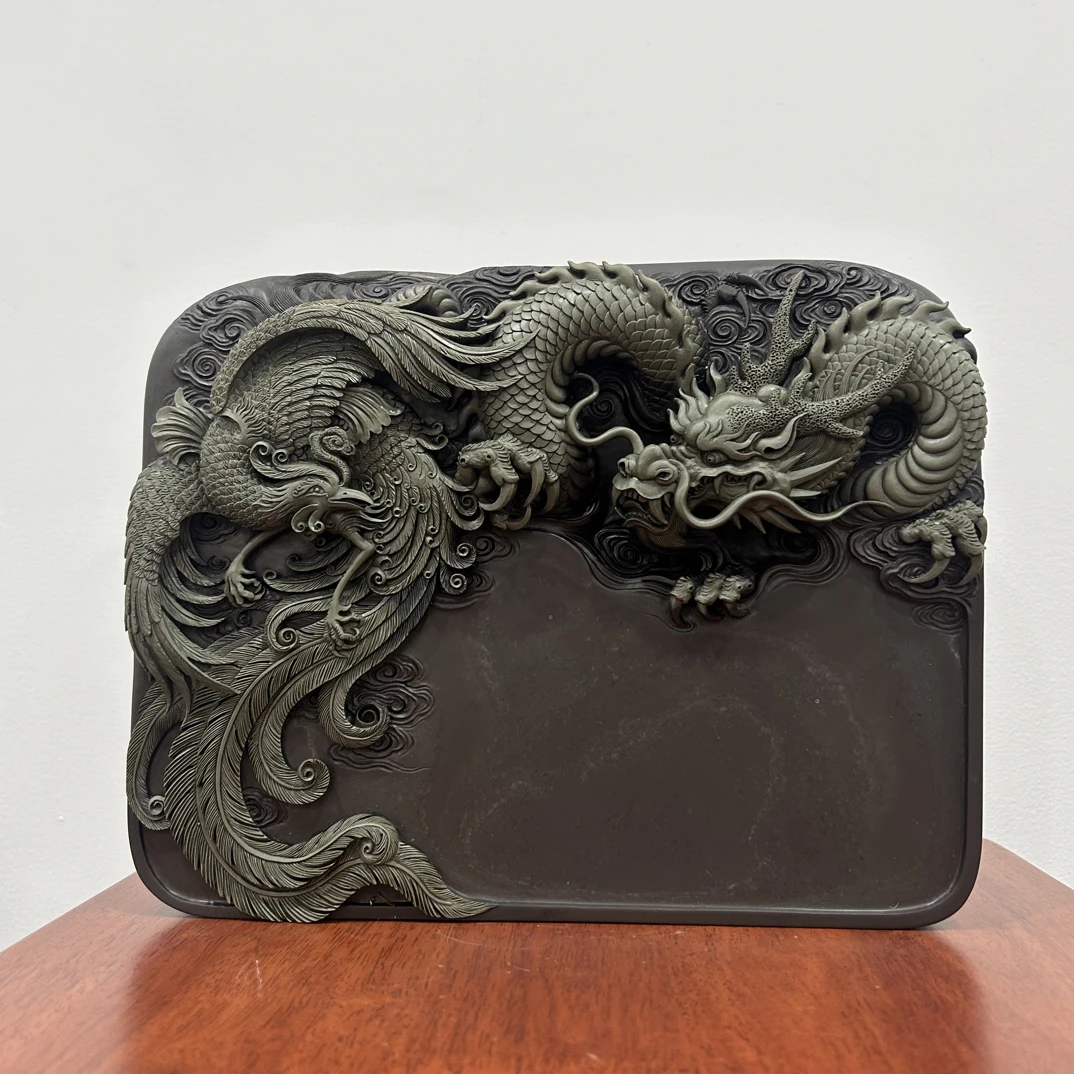 易砚老坑—龙凤呈祥砚