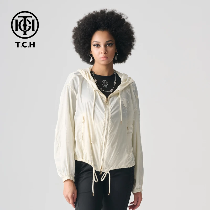 轻奢/TCH2025春夏季新款抽绳设计连帽外套休闲小外搭T72A176005