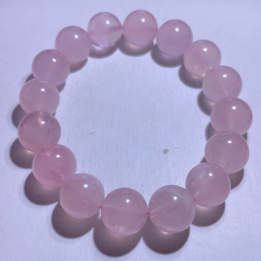 银S925镶嵌水晶手串粉晶12.8m