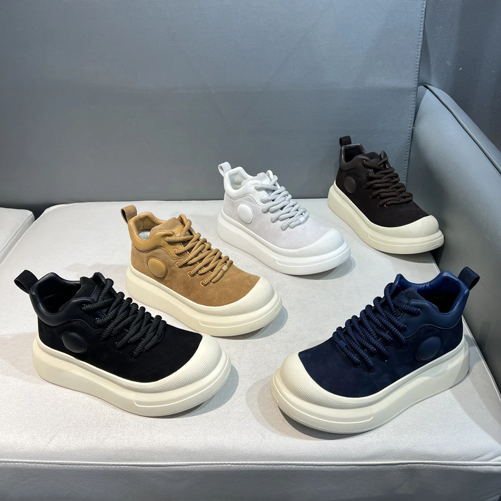 真皮翻毛皮男士潮流车缝线潮鞋素面休闲鞋高帮鞋单棉同款保暖冬季