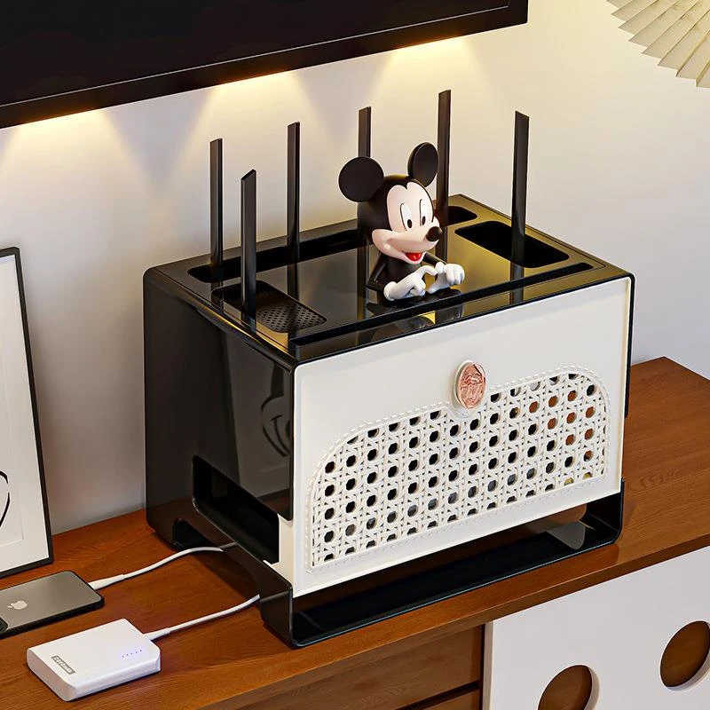 WiFi路由器收纳盒客厅家用遮丑装饰盒子电视机顶盒插排置物架整理
