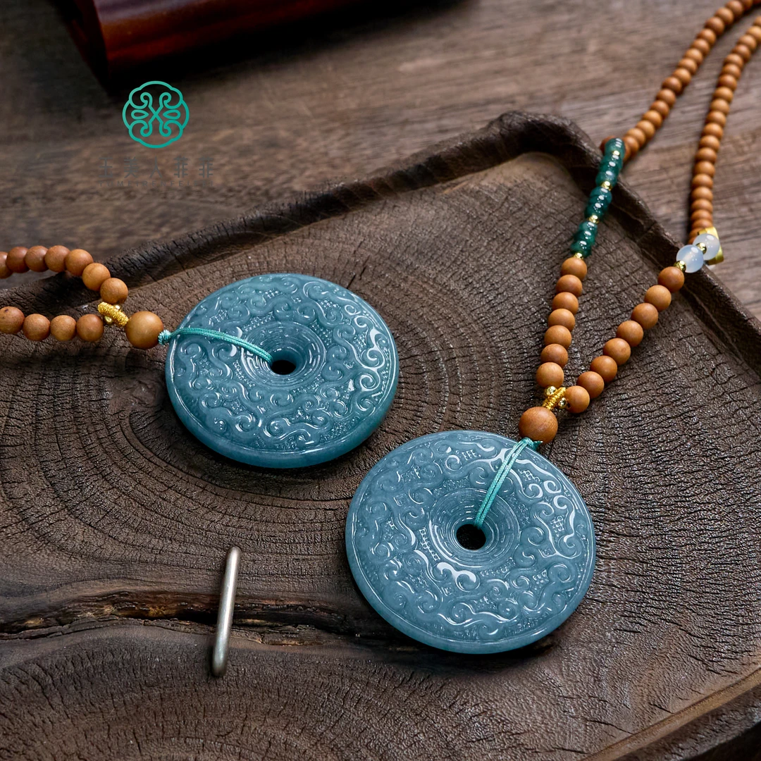 菲菲珠宝好*翡翠平安扣吊坠约50mm*多样性发一赠链