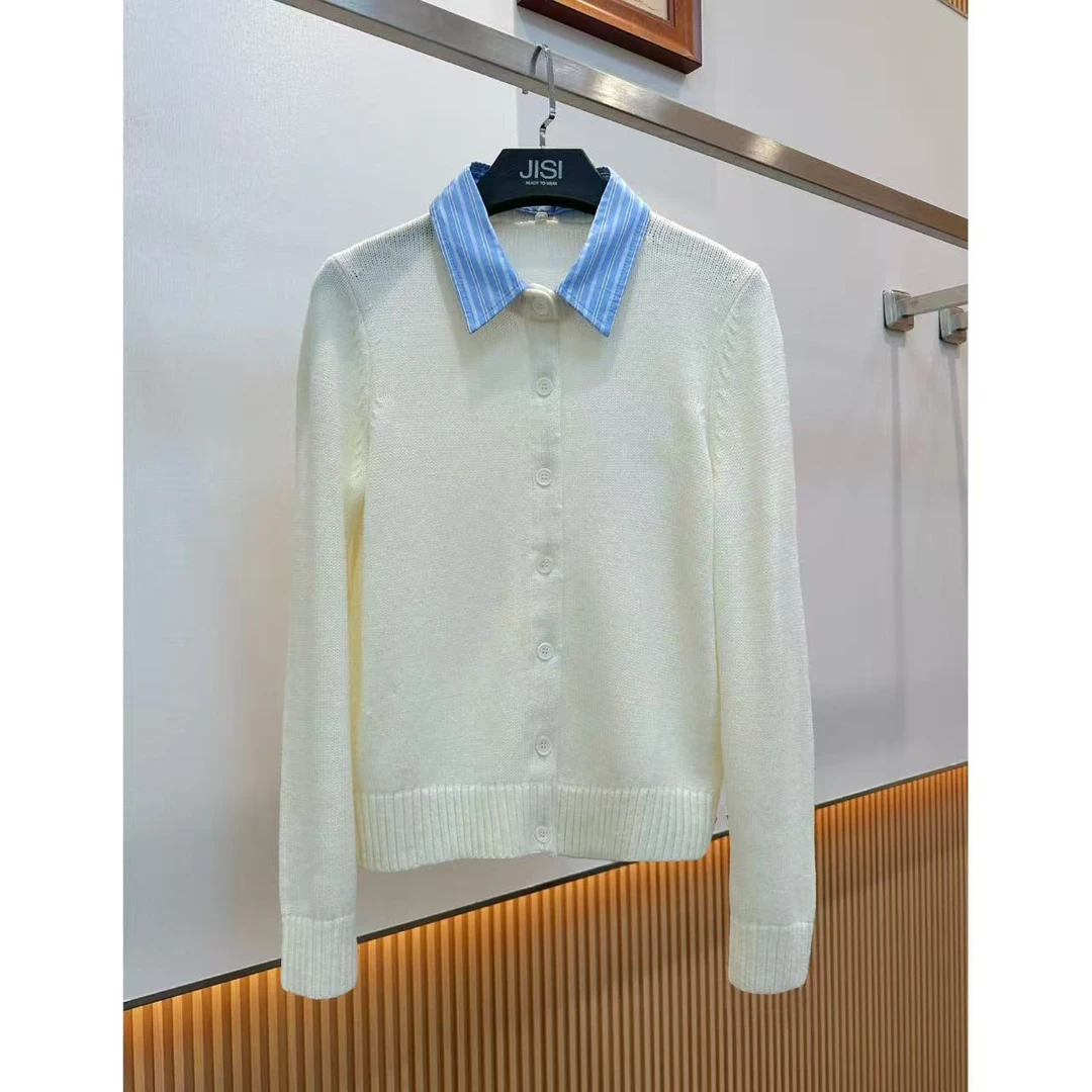 JISI  {元英同款}衬衫领针织上衣薄外套-MZ25534A