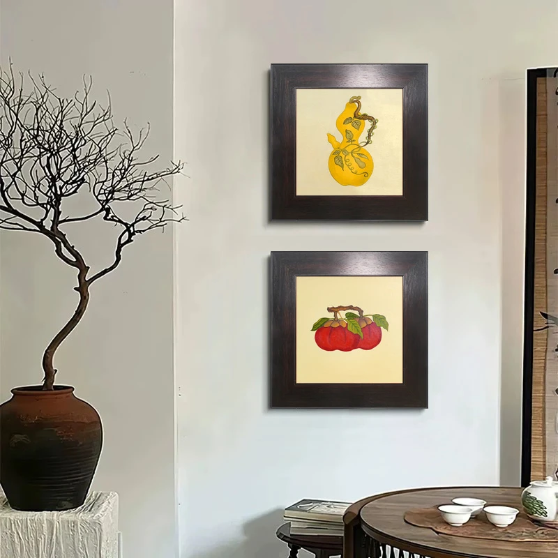 u作【福禄(葫芦)】手绘油画玄关餐厅挂画新中式中古风装饰画