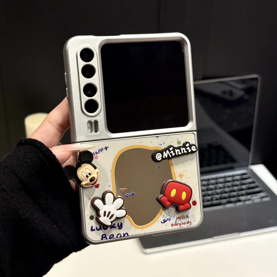 适用华为pocket手机壳vivo小米金属折叠oppo三星zflip4/6泼墨米奇