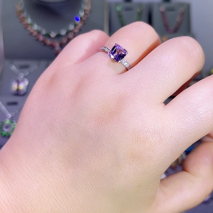 紫晶戒指银S925镶嵌戒指