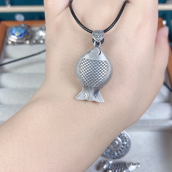 珐琅足银足银999富贵鱼