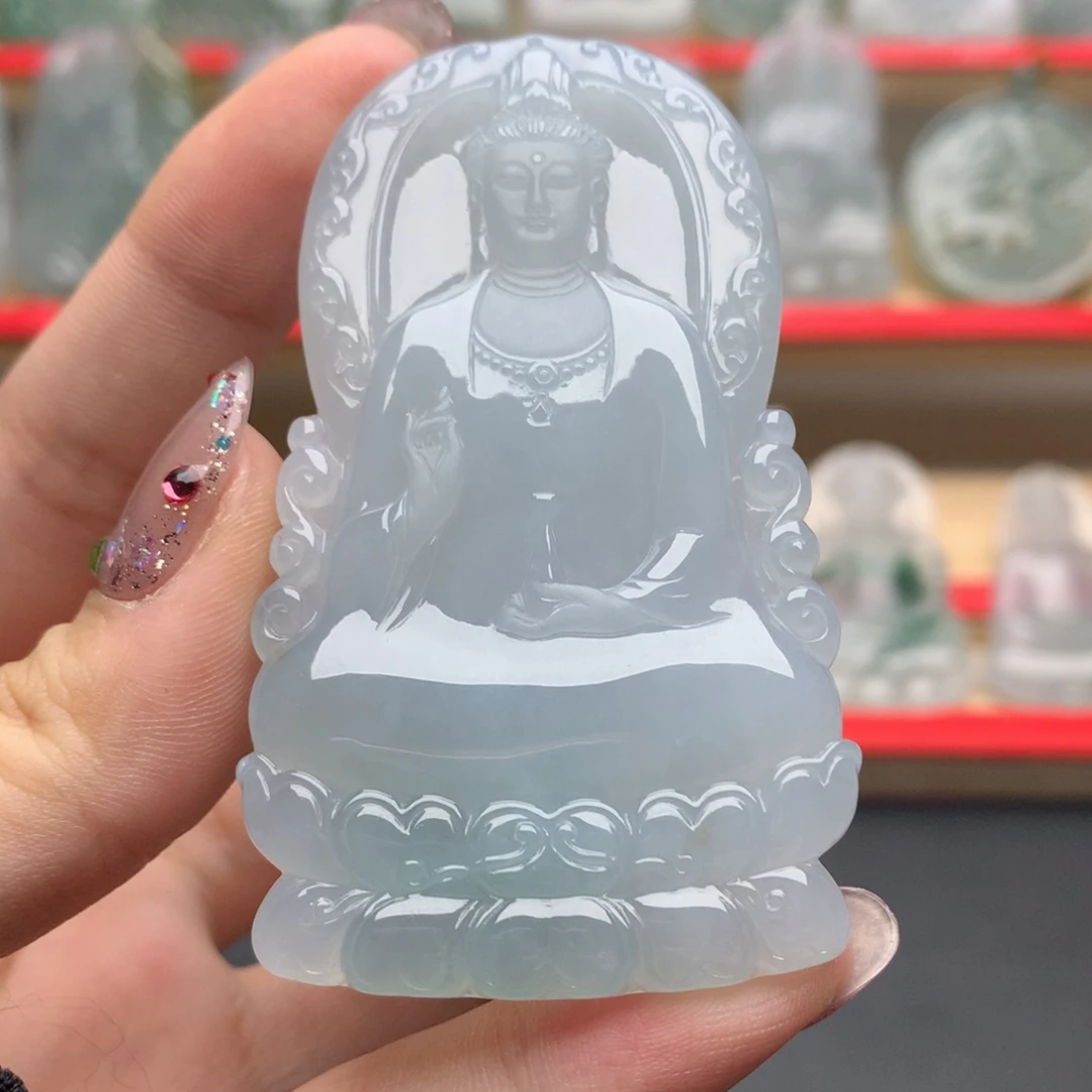 翡翠未镶嵌颈饰素衣观音