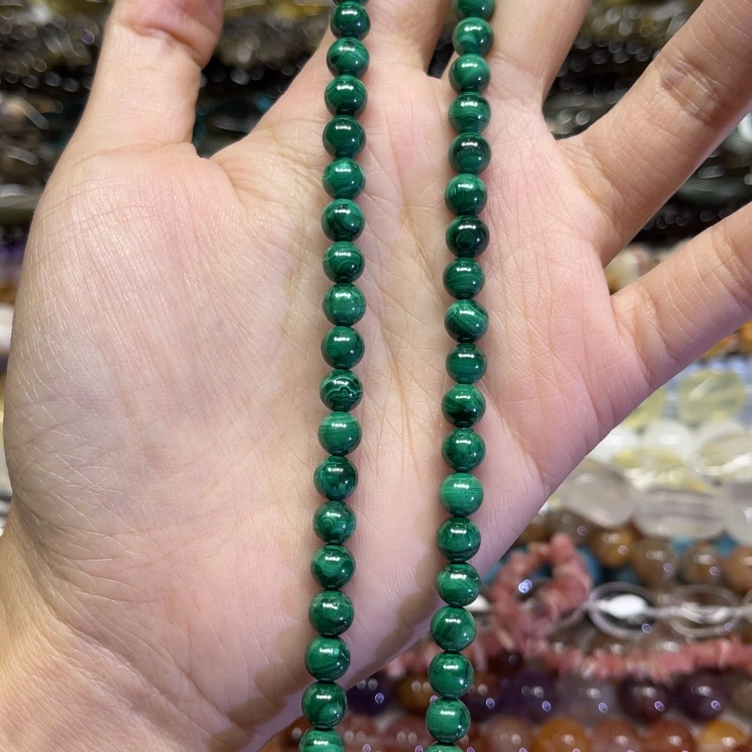 玛瑙/玉髓散珠天然孔雀石卡6.3长条38厘米