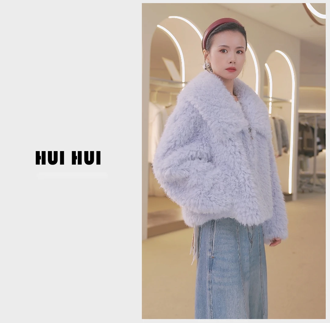 【慧慧】2025春季羊羔毛外套新款时尚百搭原创设计师新款 2492