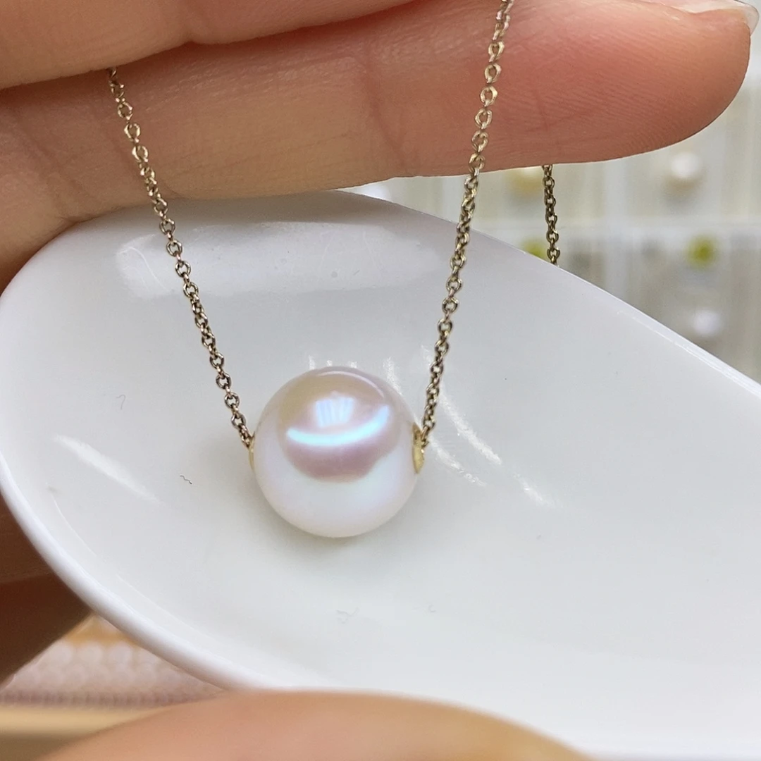 淡水珍珠18K金镶嵌吊坠(赠链)