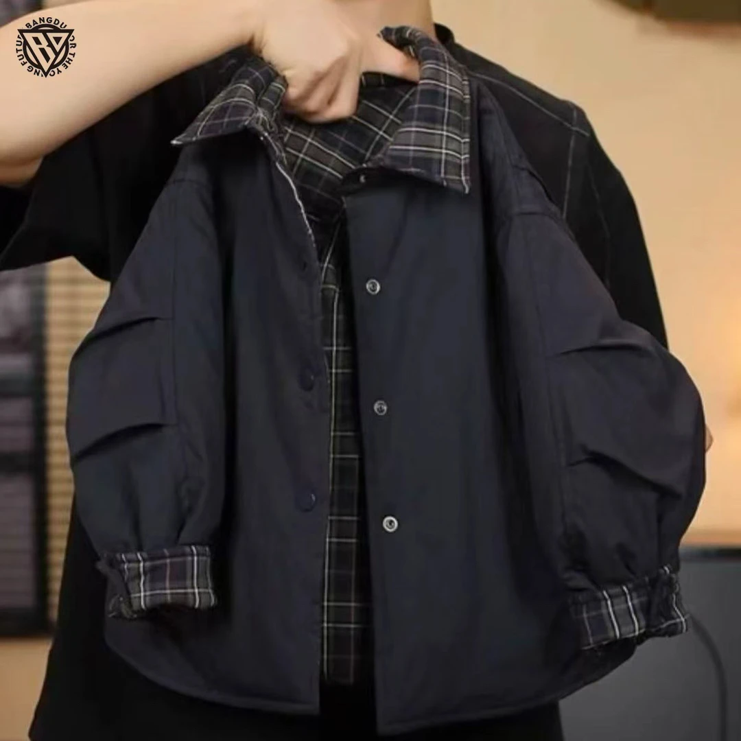 【棒嘟优优】双面穿棉服亲子款姐弟款男女童25冬季格子衬衫棉衣097