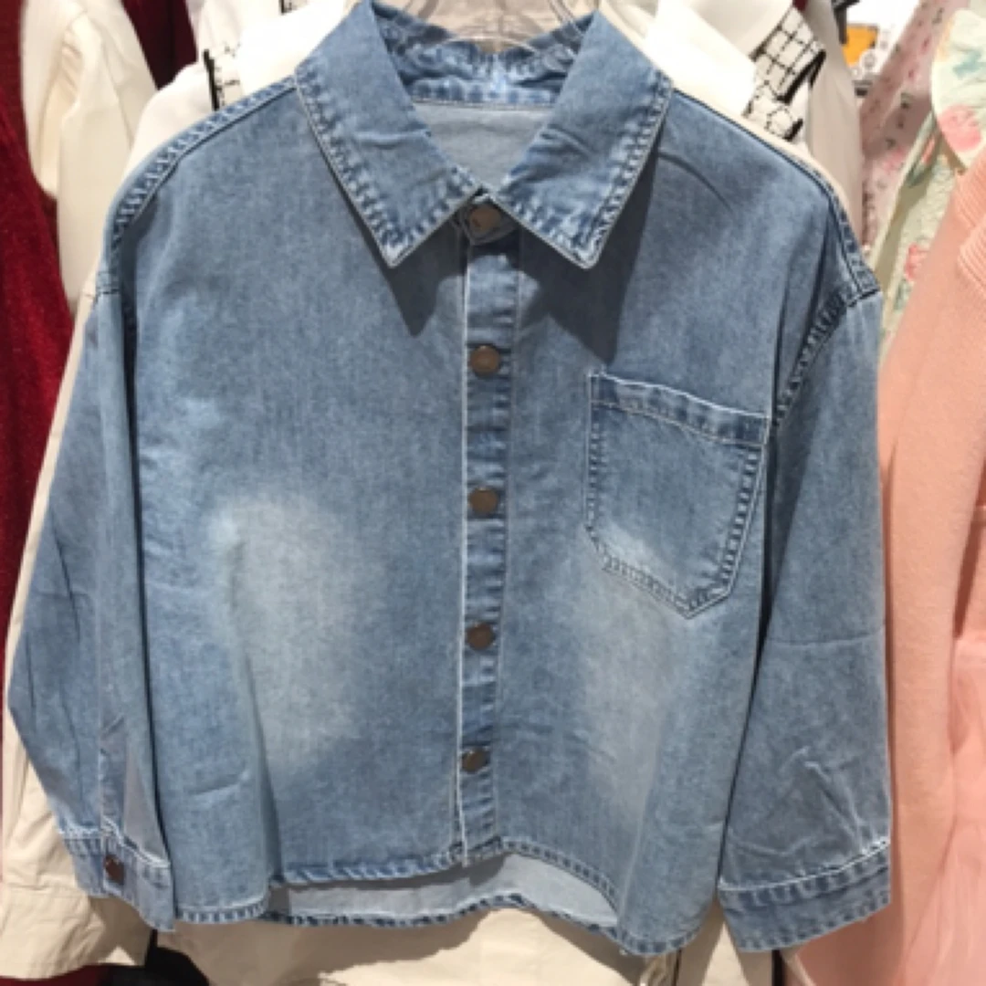 春秋男长袖牛仔衬衫韩版小童衬衫印花卡通宝宝休闲蓝色春款儿童