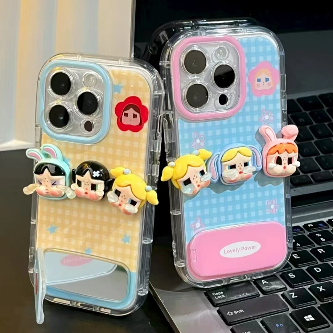 泡芙羽纱格纹立体哭娃手机壳适用17promax华为p70vivo小米15oppo