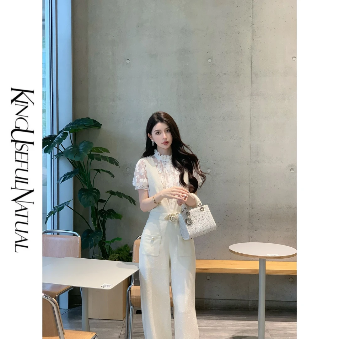KUN【爱莎】贵气公主 重工蕾丝立体盘绣微透凉感立领泡泡袖洋气上衣