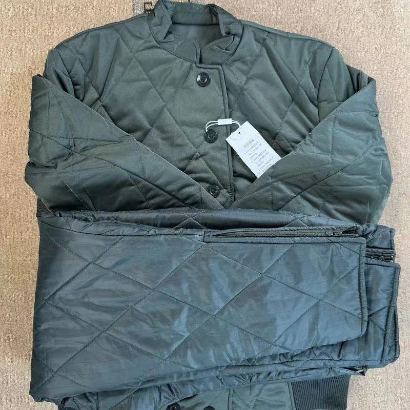 【套装棉袄+棉裤】秋冬男士短款绿棉袄棉裤套装保暖防寒菱格纹锁温