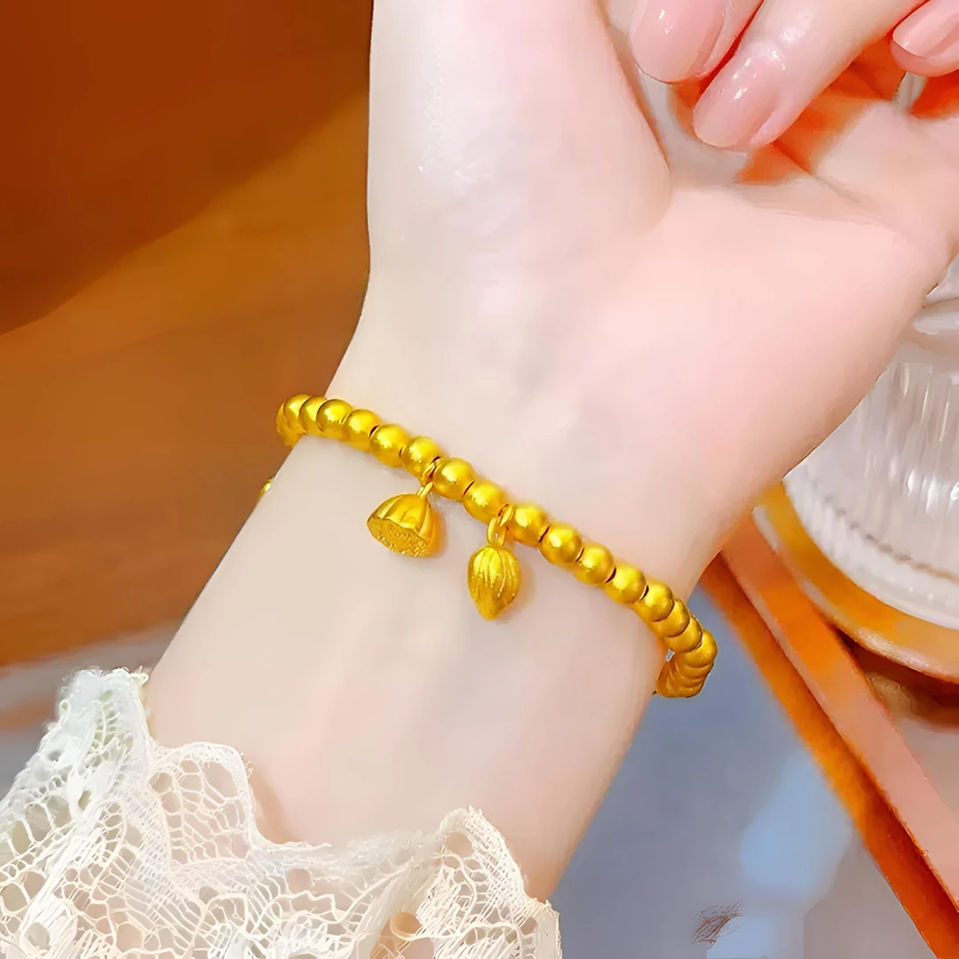 手链 高定精工经典黄色两世欢莲蓬手链金莲蓬环手饰手串