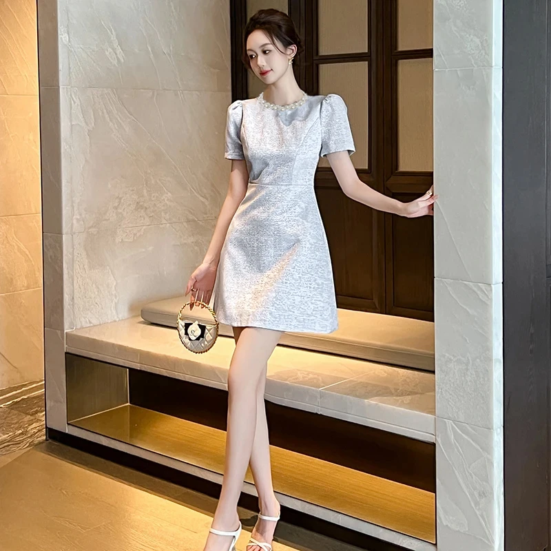 【文文】时尚茶歇法式小香风夏季显瘦清新高品质复古气质D1716