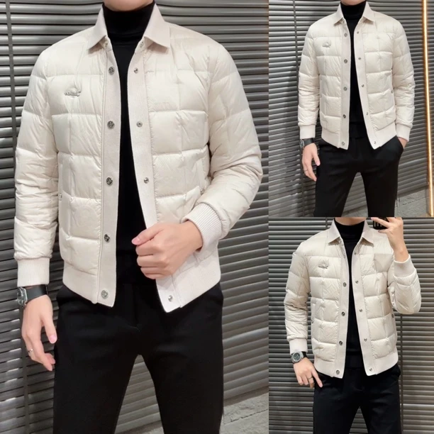 小雨男装｜高奢·9991冬季翻领雪尼尔混纺无痕时装羽绒服H