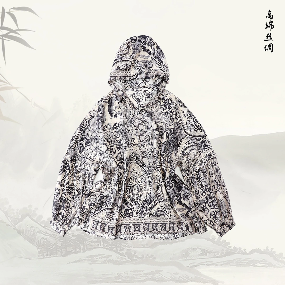 【雪唯妮专属】【似锦】品牌新款轻盈高级花印花桑蚕丝长袖上衣516128