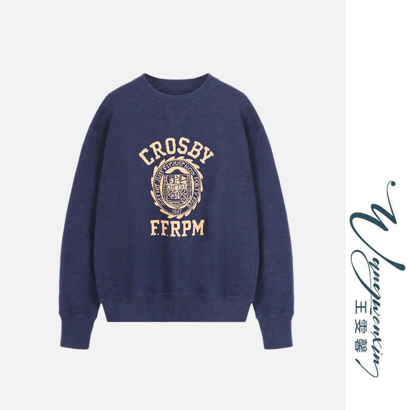 【王雯馨】“松懒日常”时髦减龄！松弛感 显瘦百搭 圆领字母针织卫衣