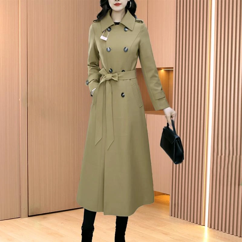 拉夏贝尔新款阔太太妈妈中长款2025春秋气质时尚减龄收腰显瘦风衣