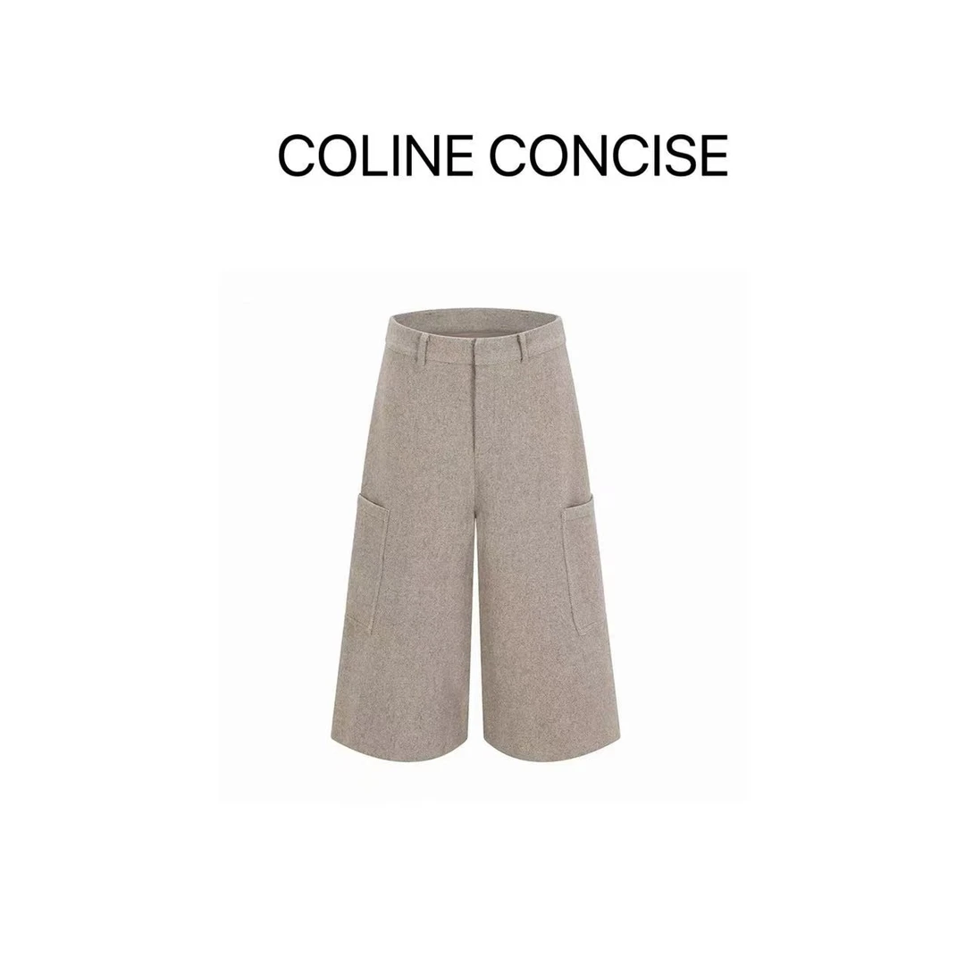 COLINE CONCISE 羊毛七分裤轻奢设计直筒裤子25FW