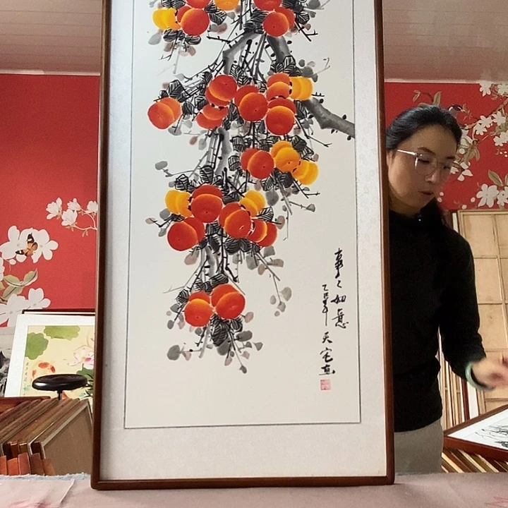 国画手写手绘带框包邮国画作品62✖️122