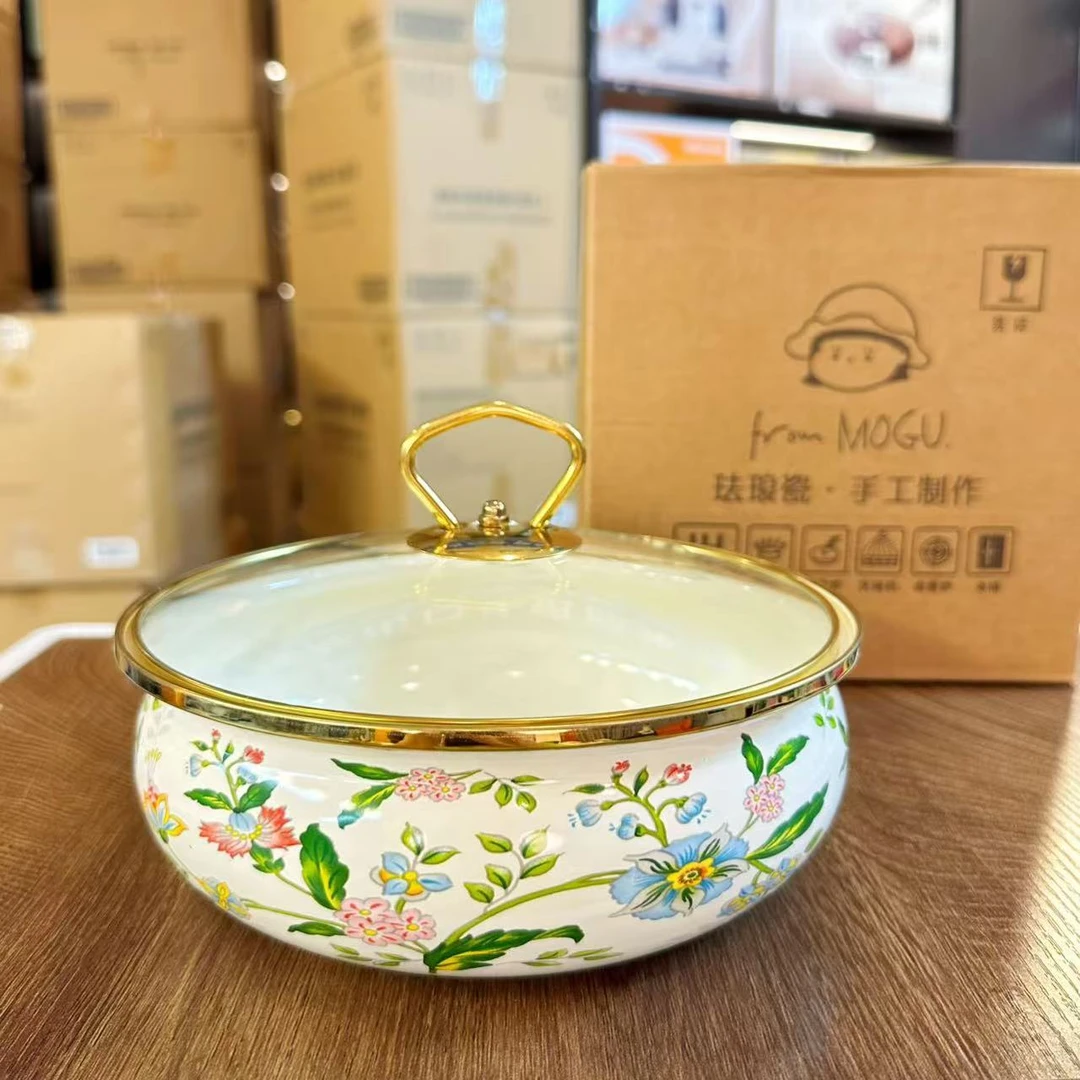 外单20cm芳香元宝盆田园复古防磨和面盆耐热防霉小清新厚款