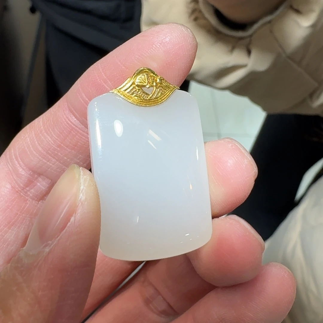 和田玉18K金镶嵌颈饰1213淼淼代购不退