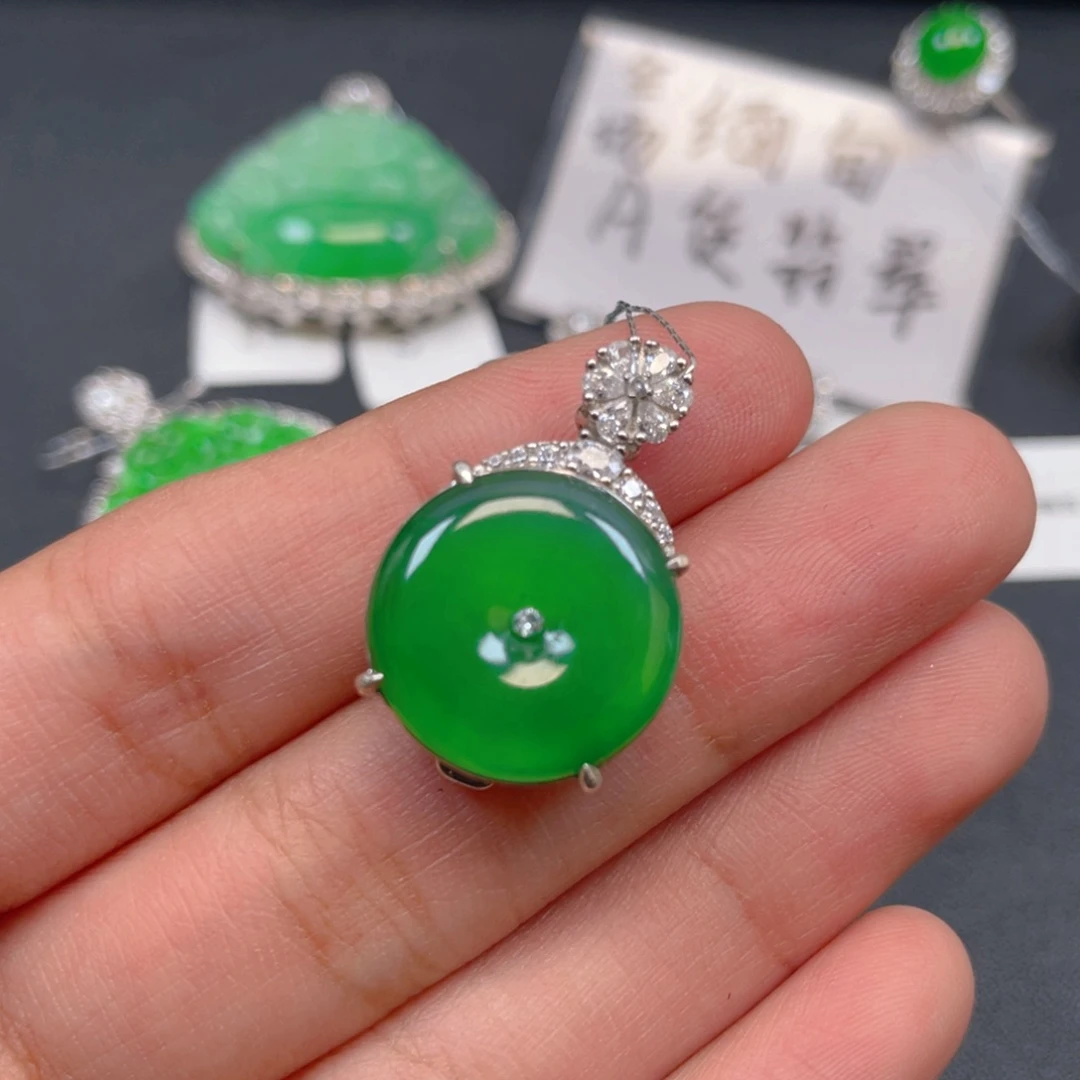 翡翠银S925镶嵌吊坠(不含链)